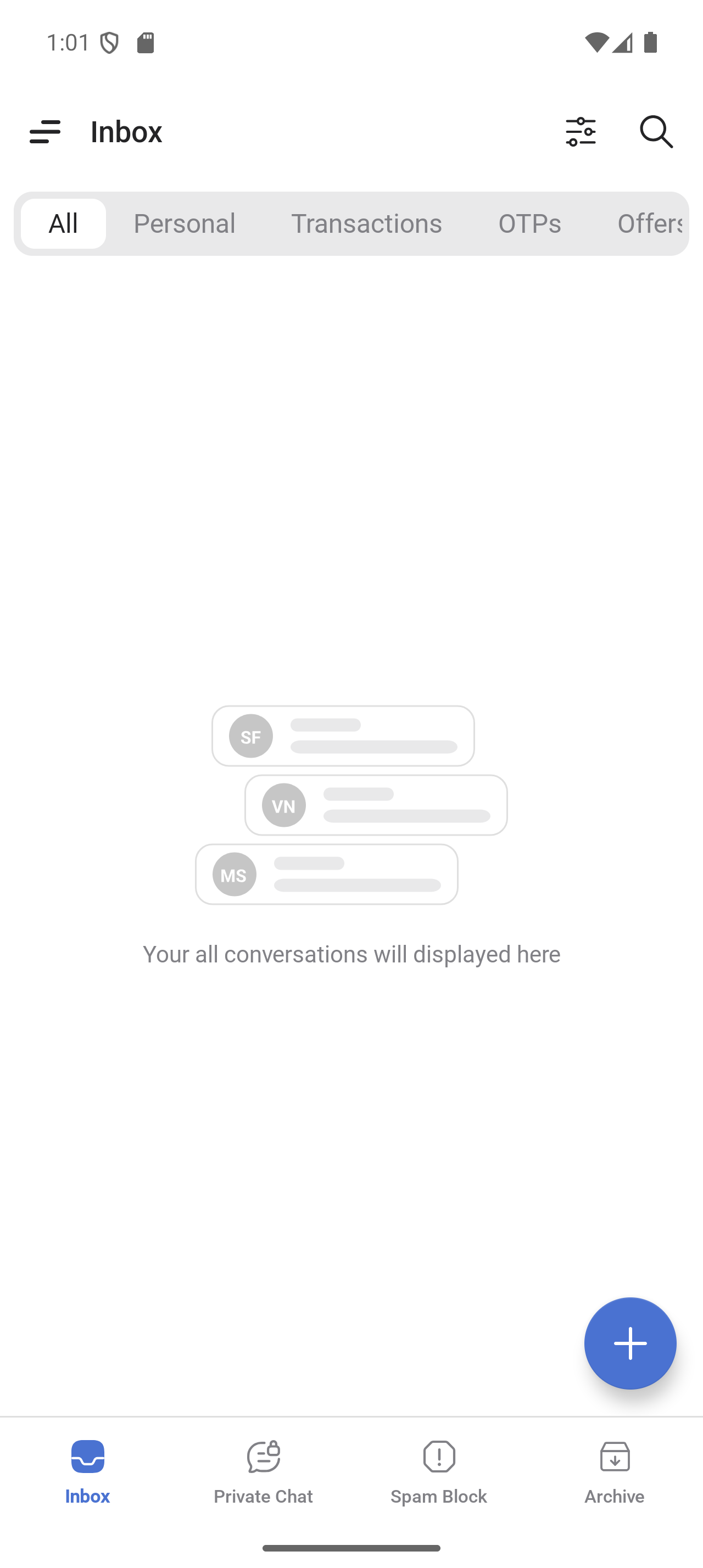Working inbox shown by the Messenger Pro cover application