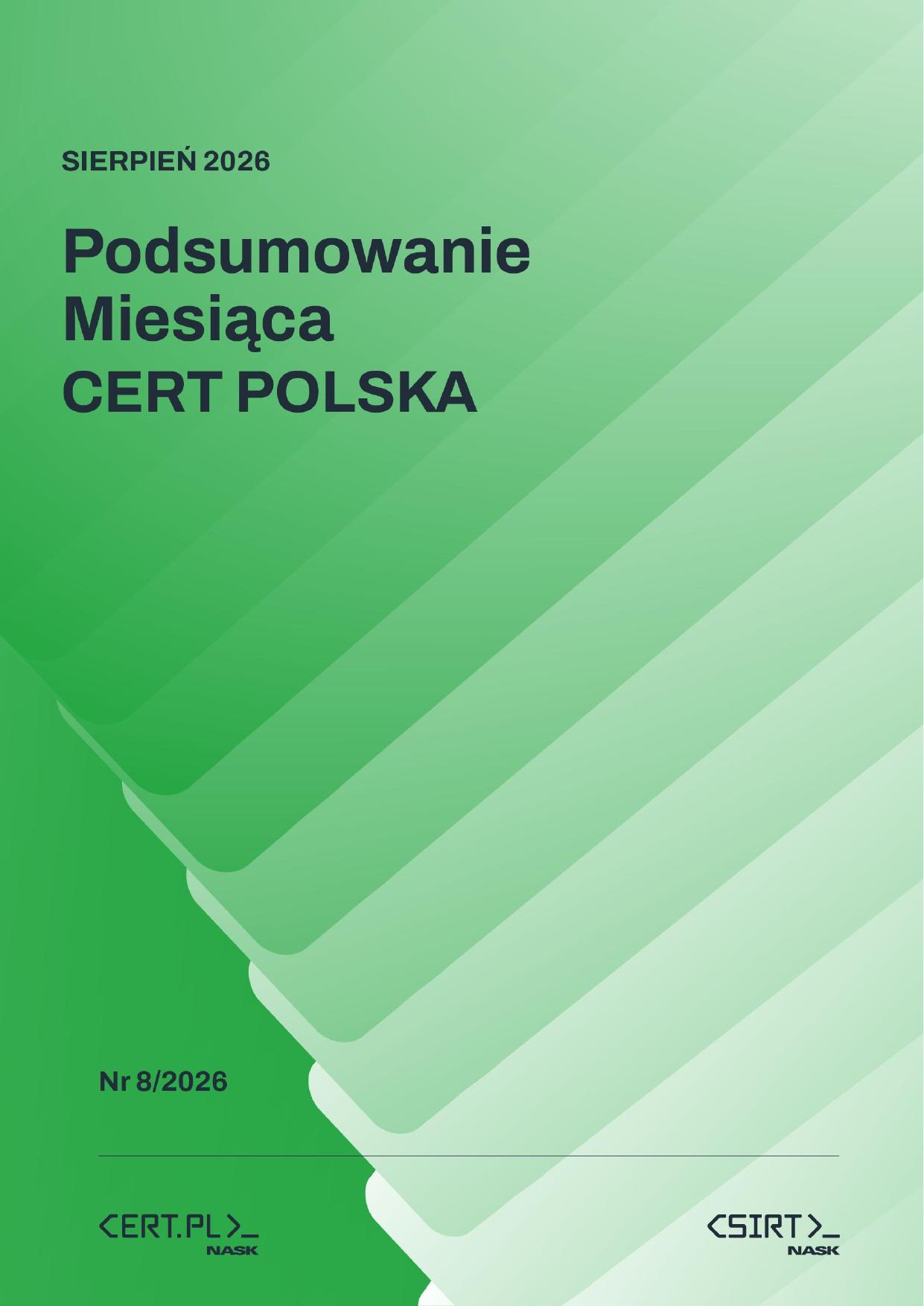 Raport miesięczny CERT Polska za sierpień 2026